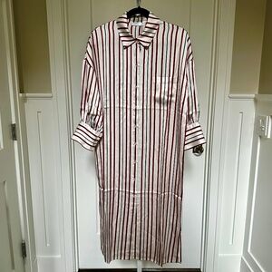 ANINE BING Insanely Gorgeous Red Stripe Silk Shirt Dress Duster Sz S NWT $495!!